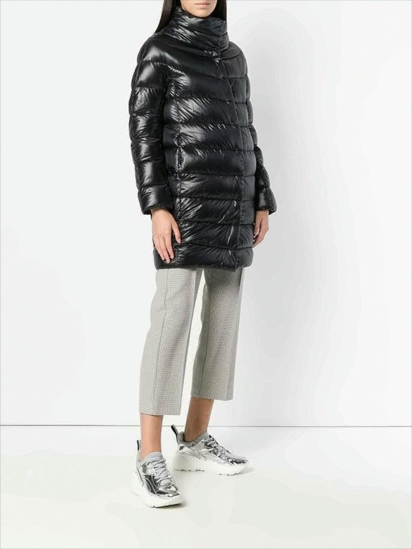 Herno Streamlined Knee-Length Down Coat With High Collar