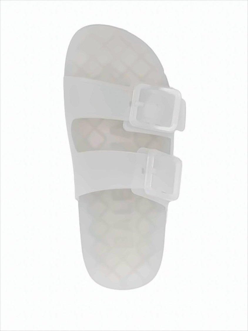 Balenciaga Translucent Rubber Slide Sandals With Adjustable Buckle Straps
