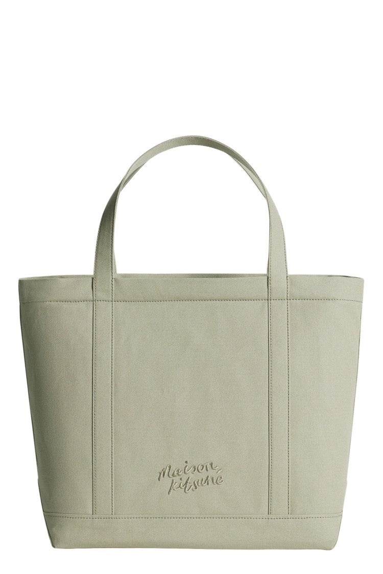 Maison Kitsuné Large Cotton Tote With Embossed Fox Head And Versatile Design