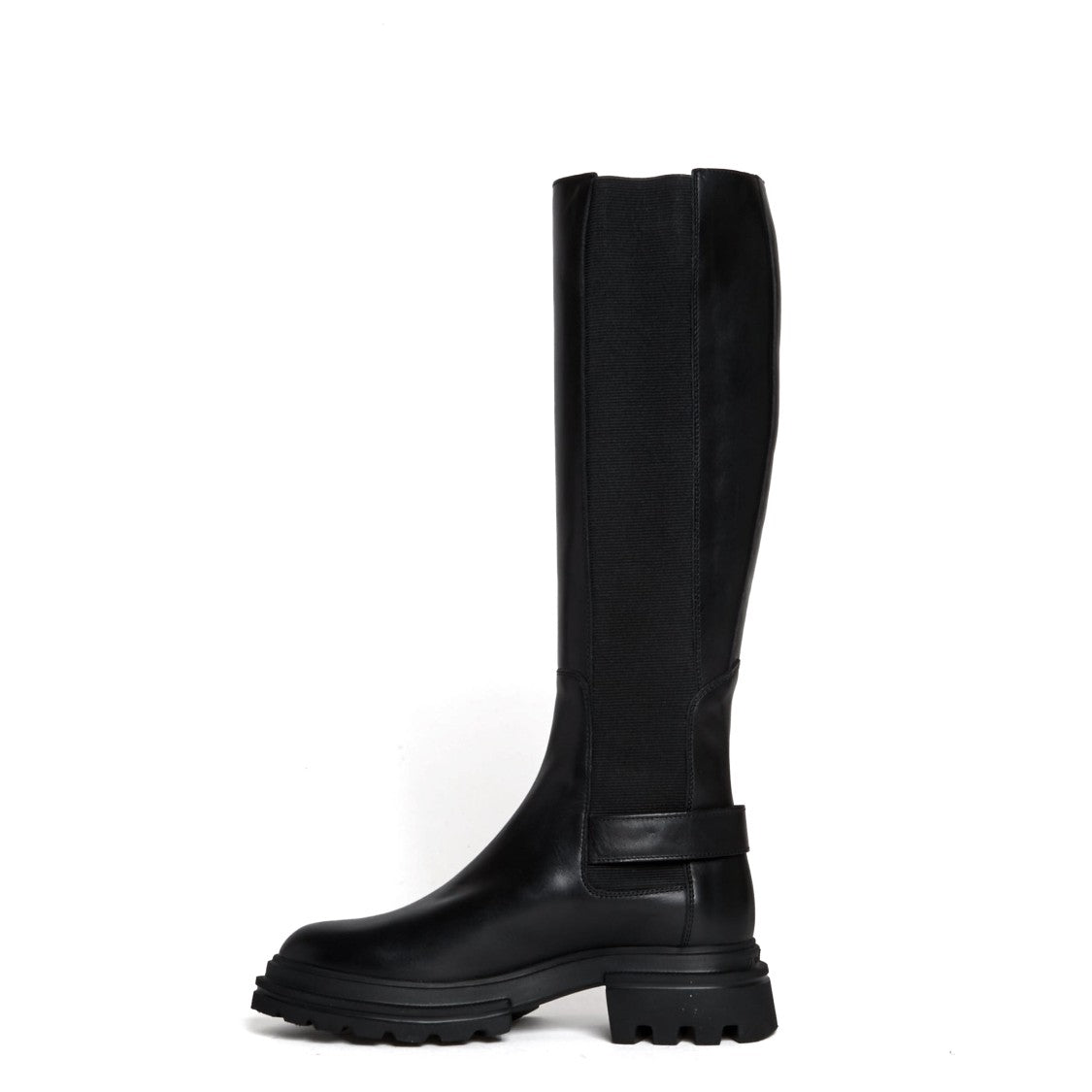 Hogan Black Leather Elastic Boot