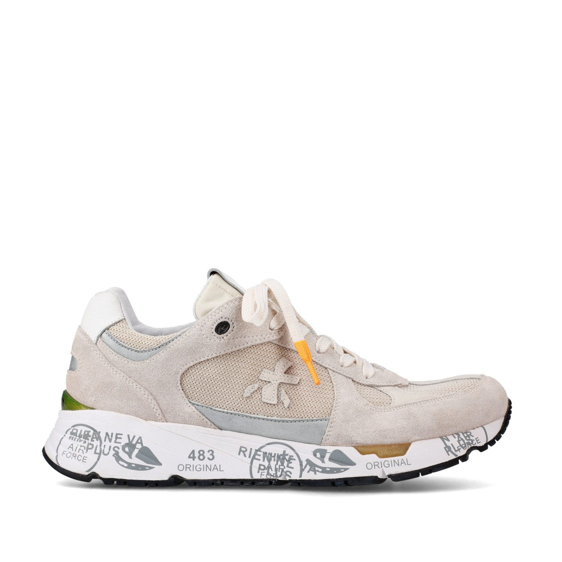 Premiata Mase Sneakers In Light Beige Suede And Technical Fabric