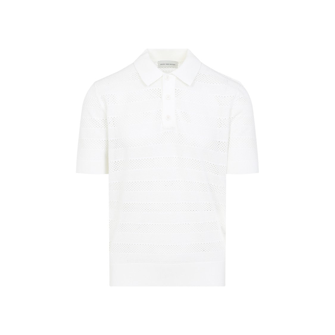 Dries Van Noten Textured White Polo Shirt With Classic Collar