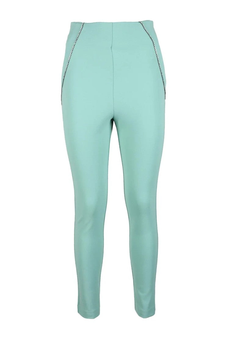 Aniye By Mint Green Cropped Trousers With Slim Tapered Silhouette