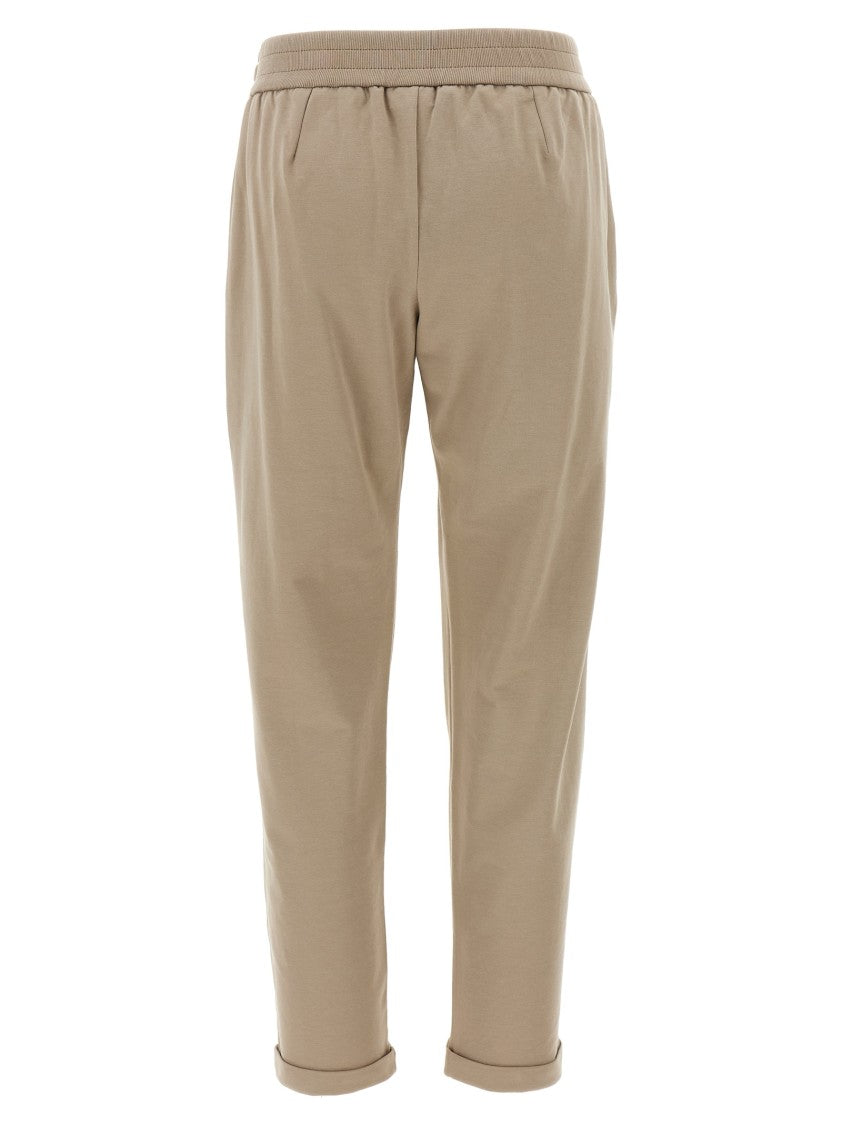 Brunello Cucinelli Brushed Cotton Joggers With Monile Detail