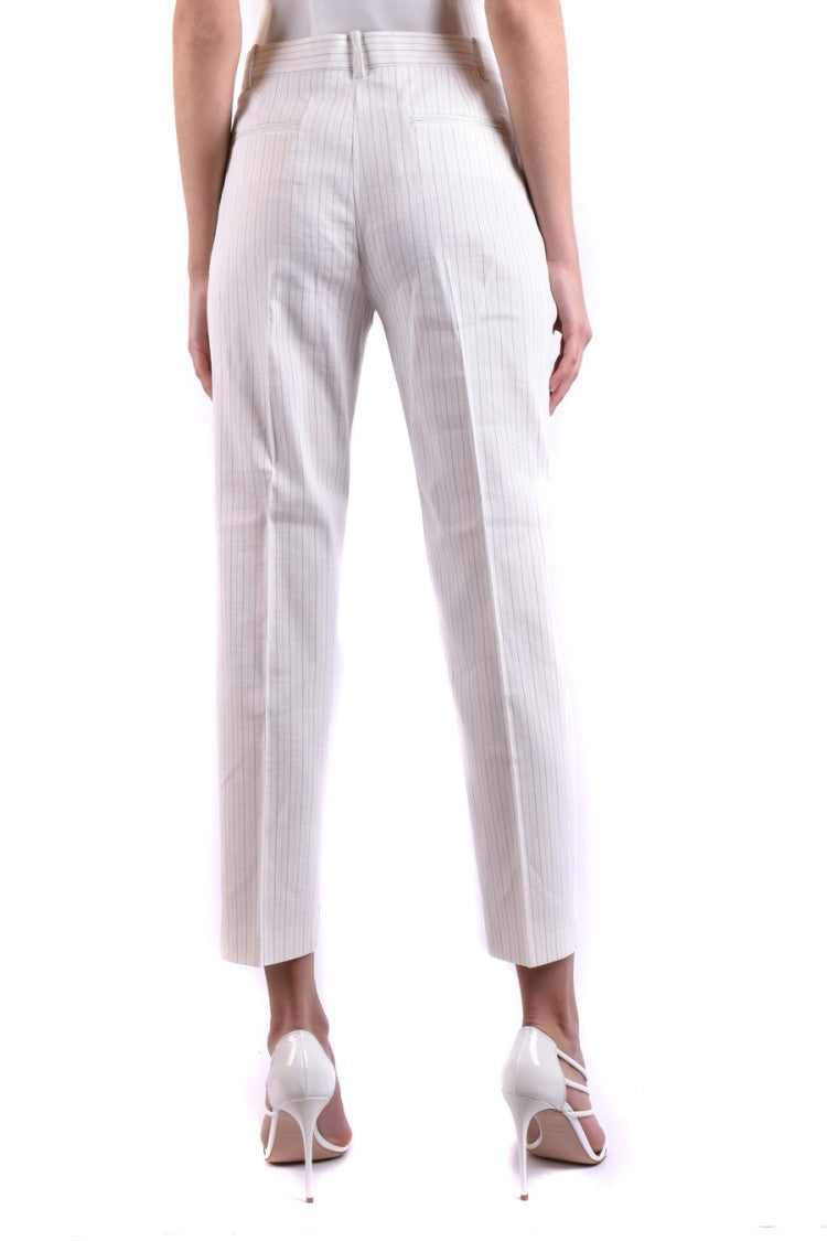 Pinko Cropped Tailored Trousers With Vertical Pinstripes