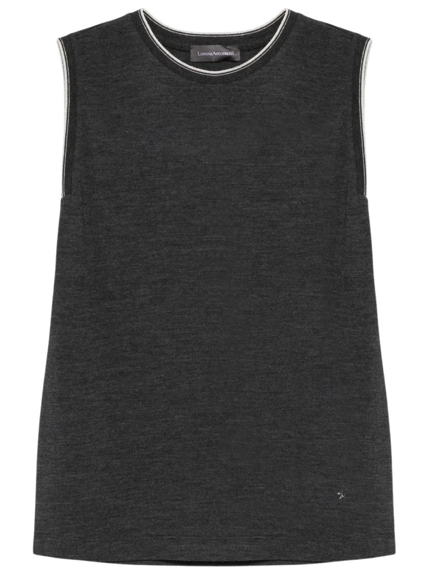 Lorena Antoniazzi Charcoal Grey Contrast-Trim Tank Top