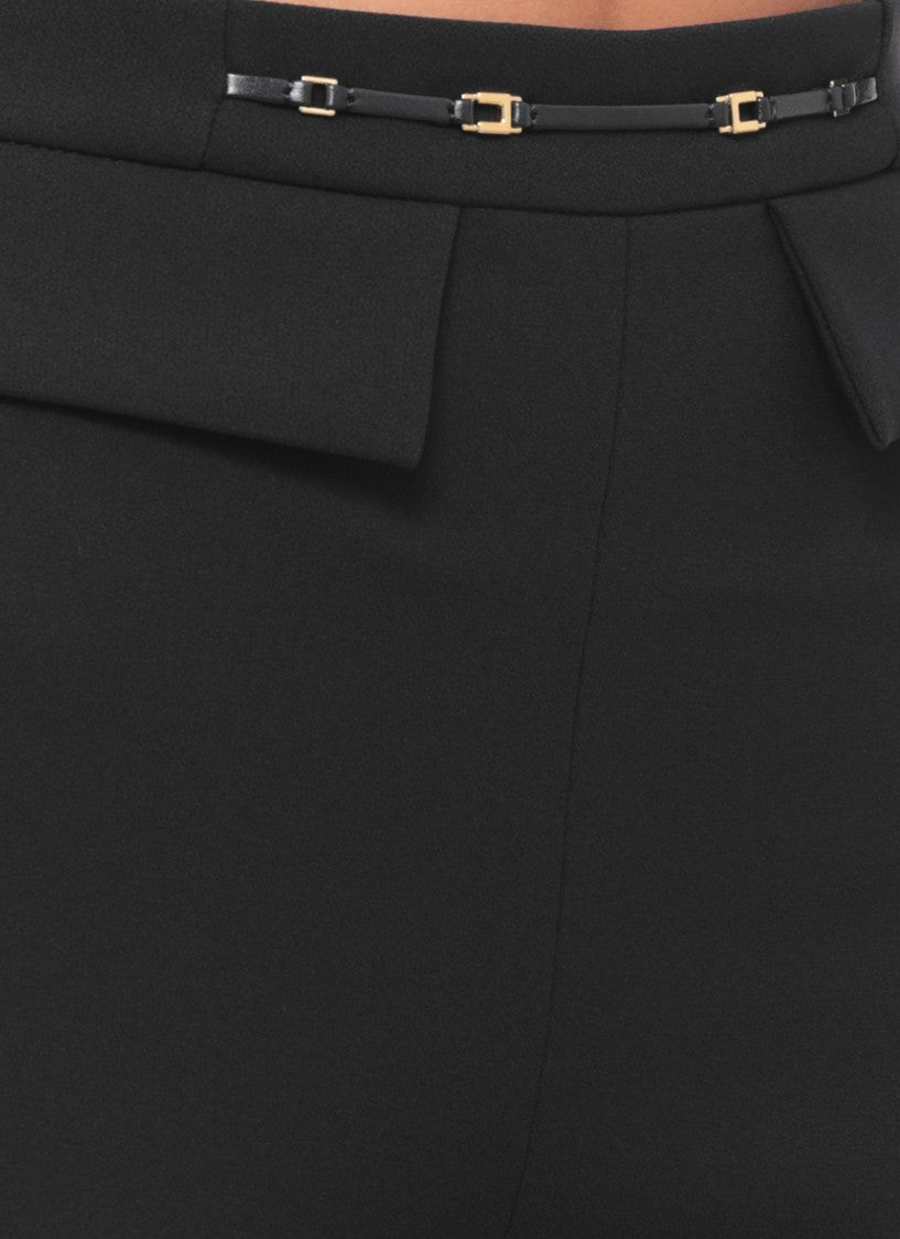 Elisabetta Franchi Cropped Slim-Fit Trousers With Decorative Waist Application