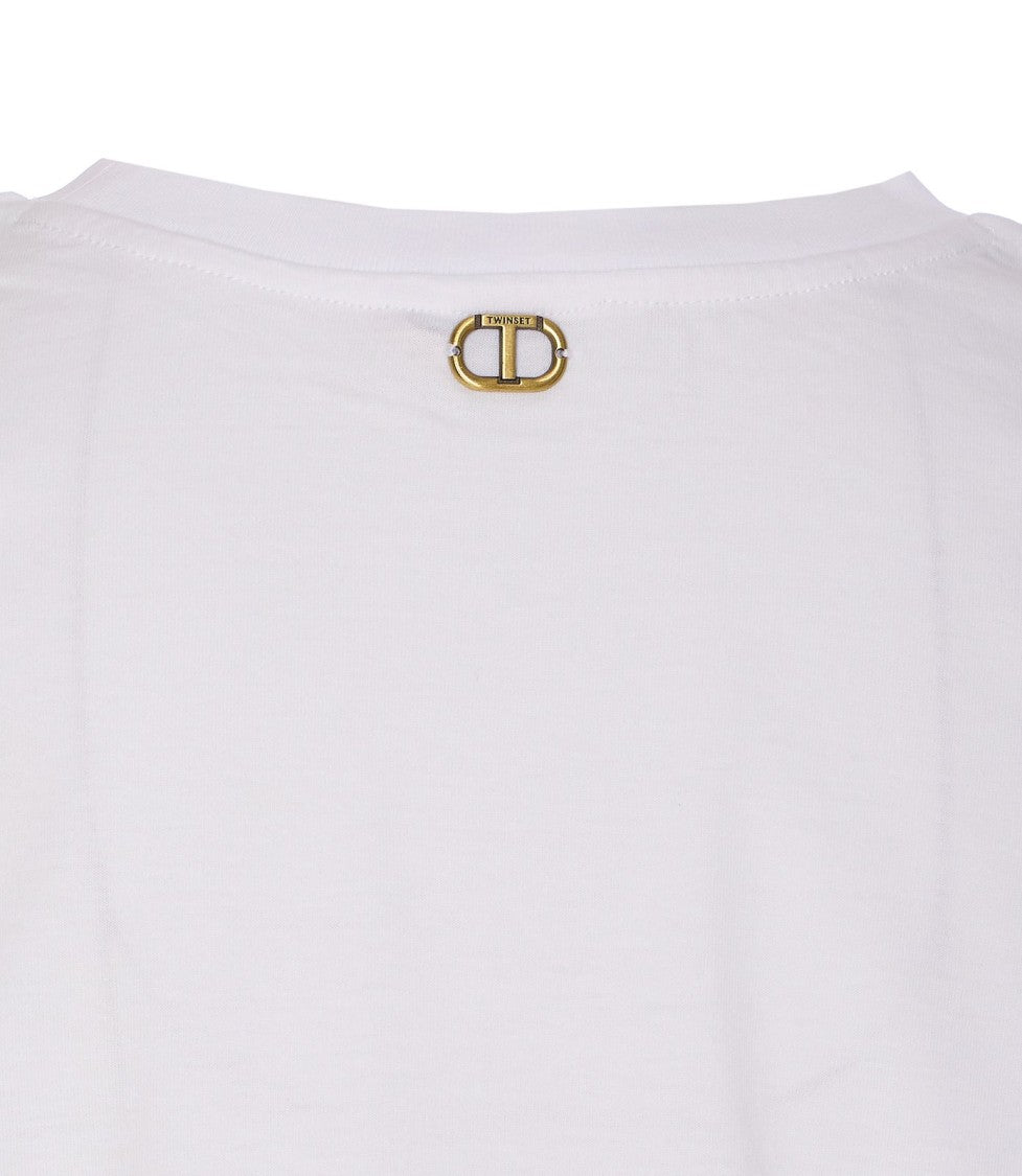 Twin-Set Short Sleeve T-Shirt With Subtle Floral Design