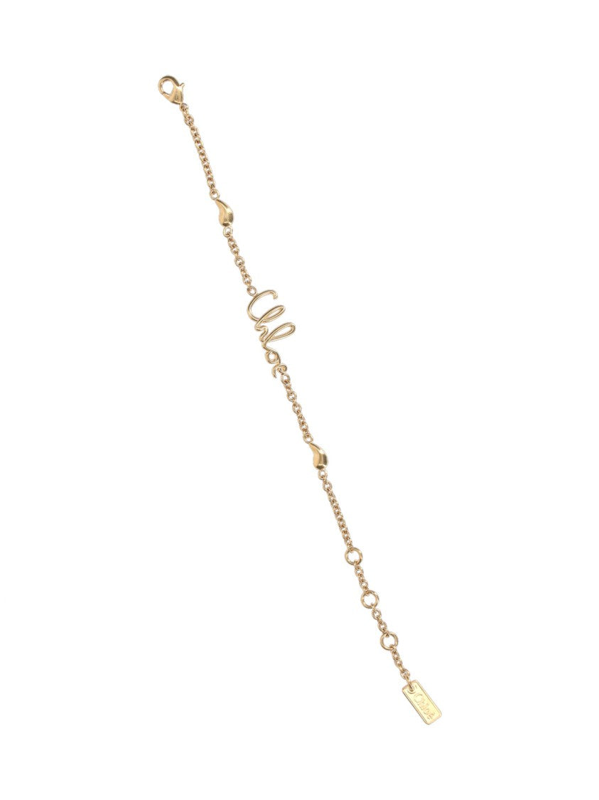 Chloé Gold Iconic Brass Logo Bracelet