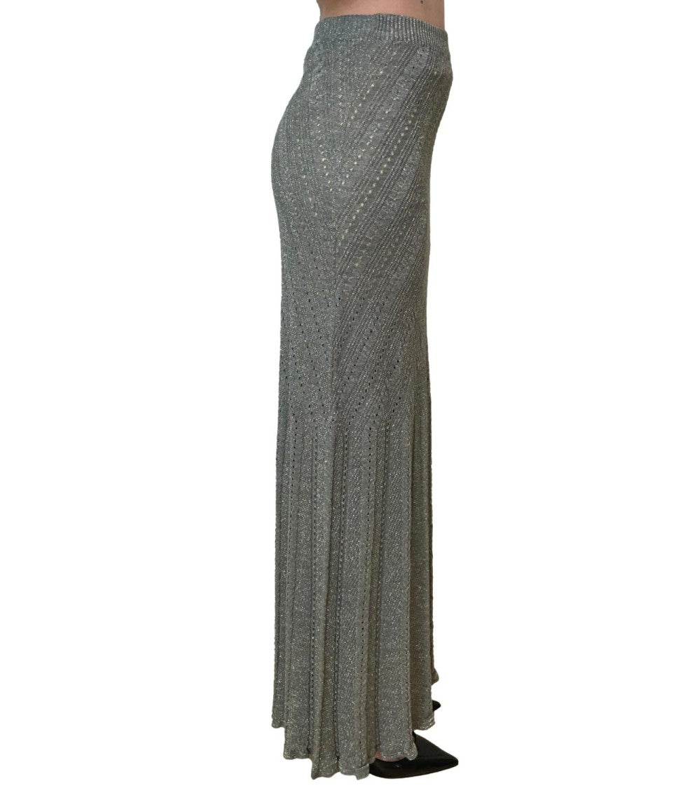 Twin-Set Chevron Knit Maxi Skirt With Fitted Waist