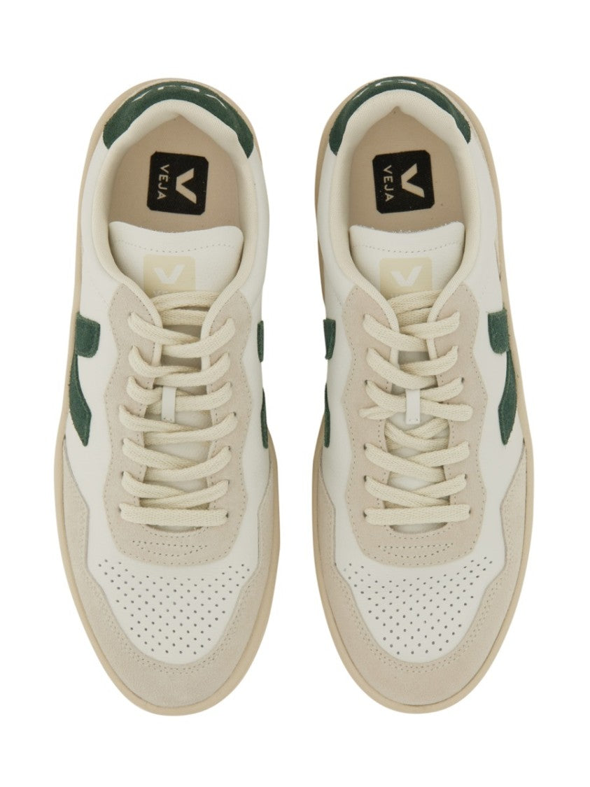 Veja White V-90 Suede Overlay Sneakers