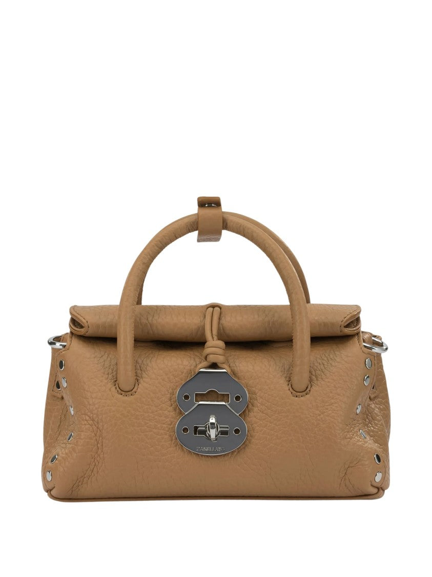 Zanellato Textured Leather Studded Tote Bag With Turn-Lock Closure