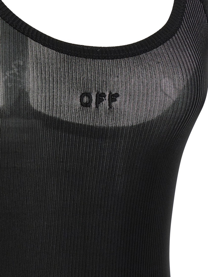 Off-White Slim-Fit Ribbed Tank Top With Suspender Straps