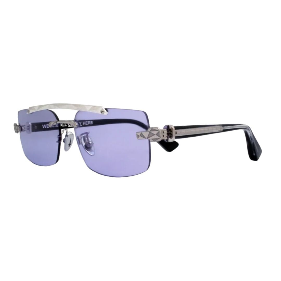 Pugnale P432 S Crazy Rimless Rectangular Sunglasses With Faceted Metallic Temples