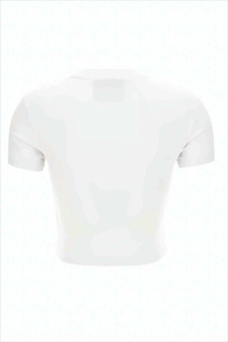 Versace Cropped Fitted T-Shirt With Baroque Print