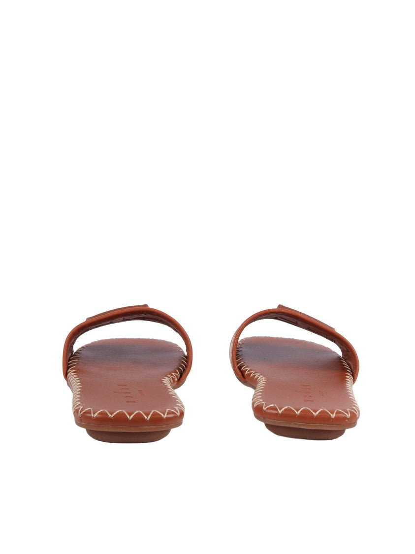 Hogan H685 Woven Beige Slide Sandals