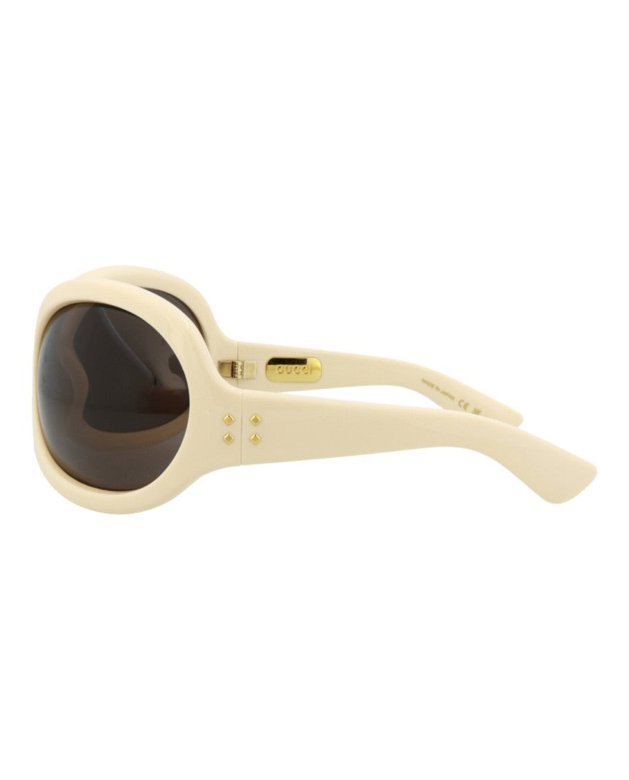 Gucci Shield-Frame Injection Sunglasses With Gold Accents
