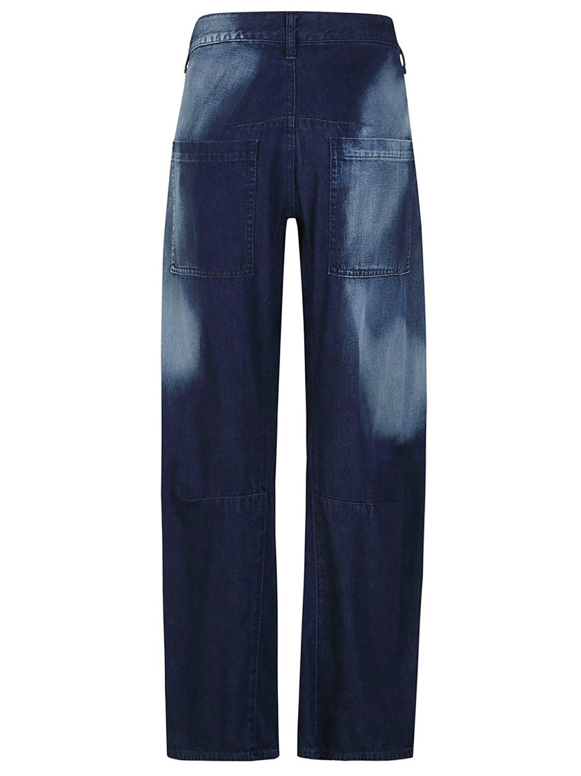 Yohji Yamamoto Wide-Leg Pants With Artistic Faded Pattern