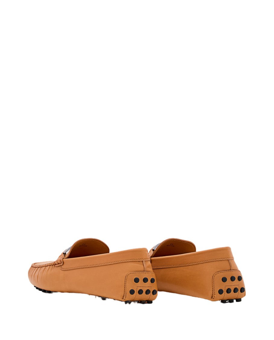 Tod's Leather Moccasin Loafers With Metal Bar Detail