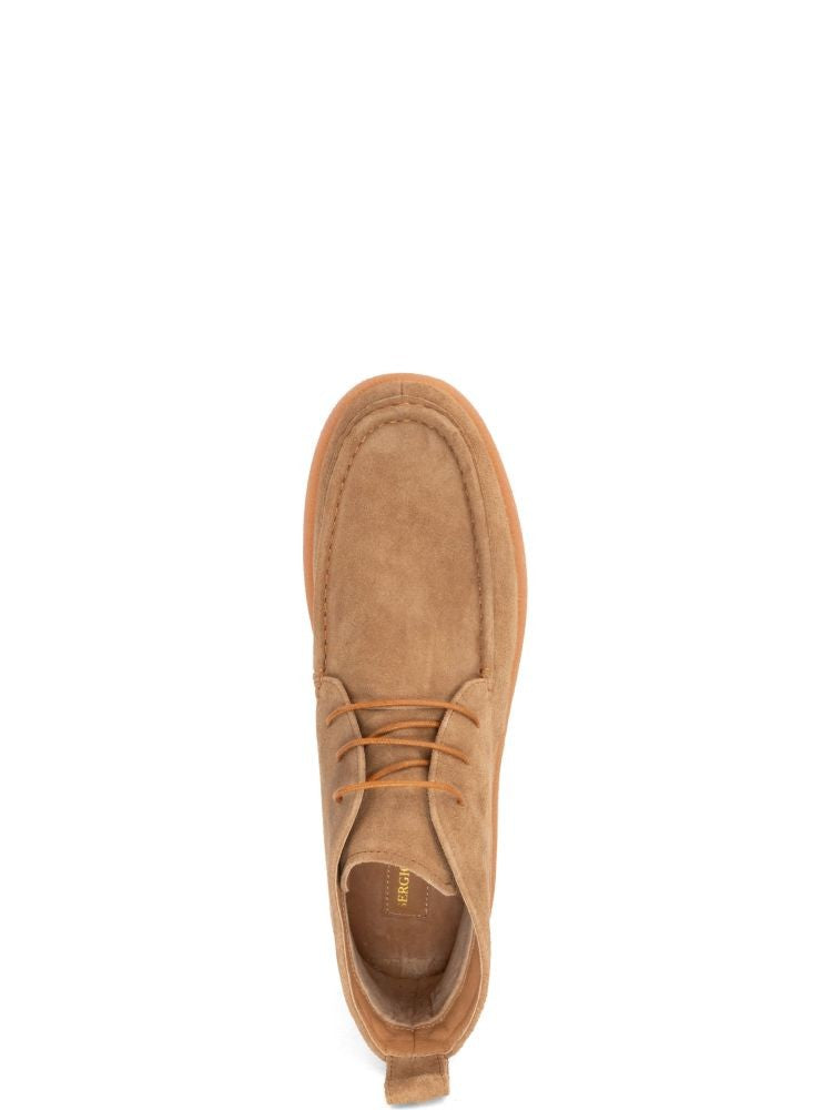 Sergio Moretti Beige Suede Leather-Lined Ankle Boots