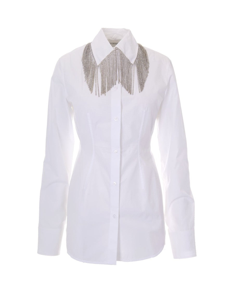 Sportmax White Pesi Jewel Fringe Cotton Shirt