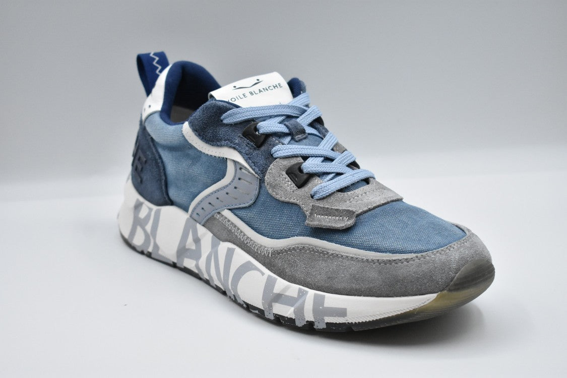 Voile Blanche Sneakers In Grey-Indigo With Laced Closure