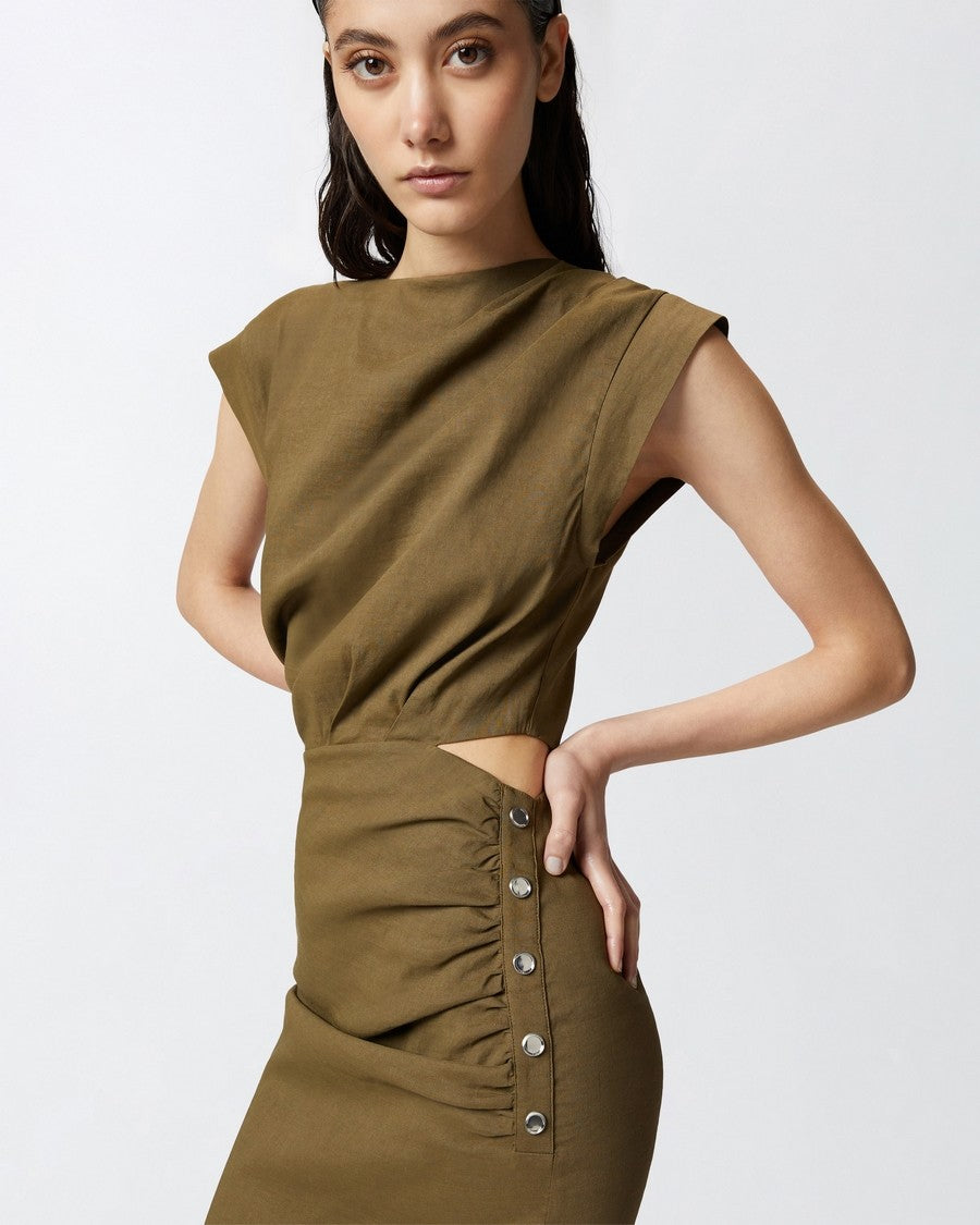 Pinko Structured Brown Midi Dress