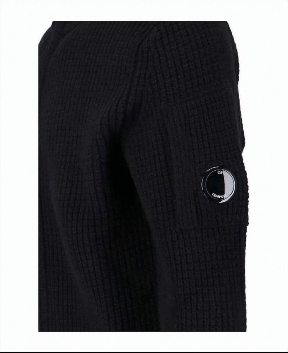 C.P. Company Ribbed Zip-Up Knitwear With High Collar And Front Zipper
