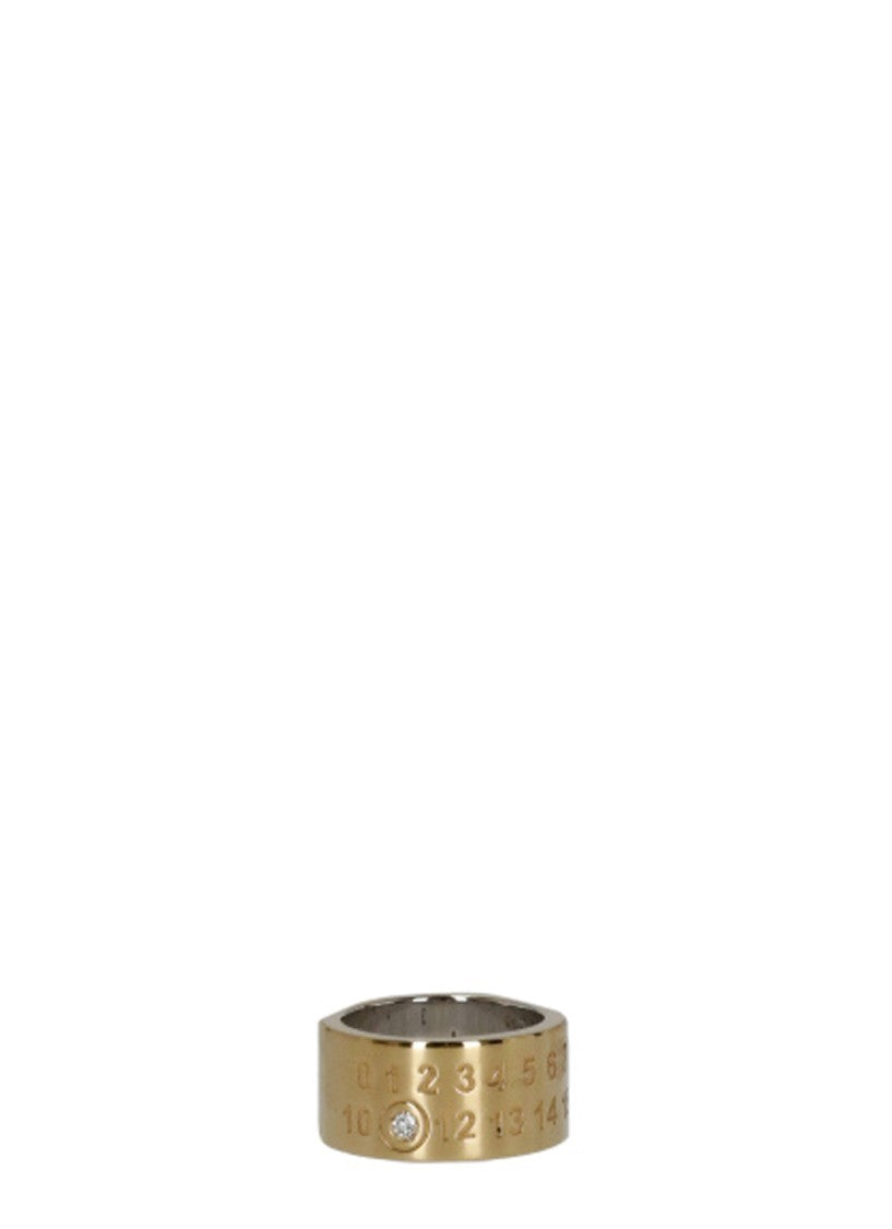 Maison Margiela Embossed Numeric Gold Ring With Synthetic Diamond