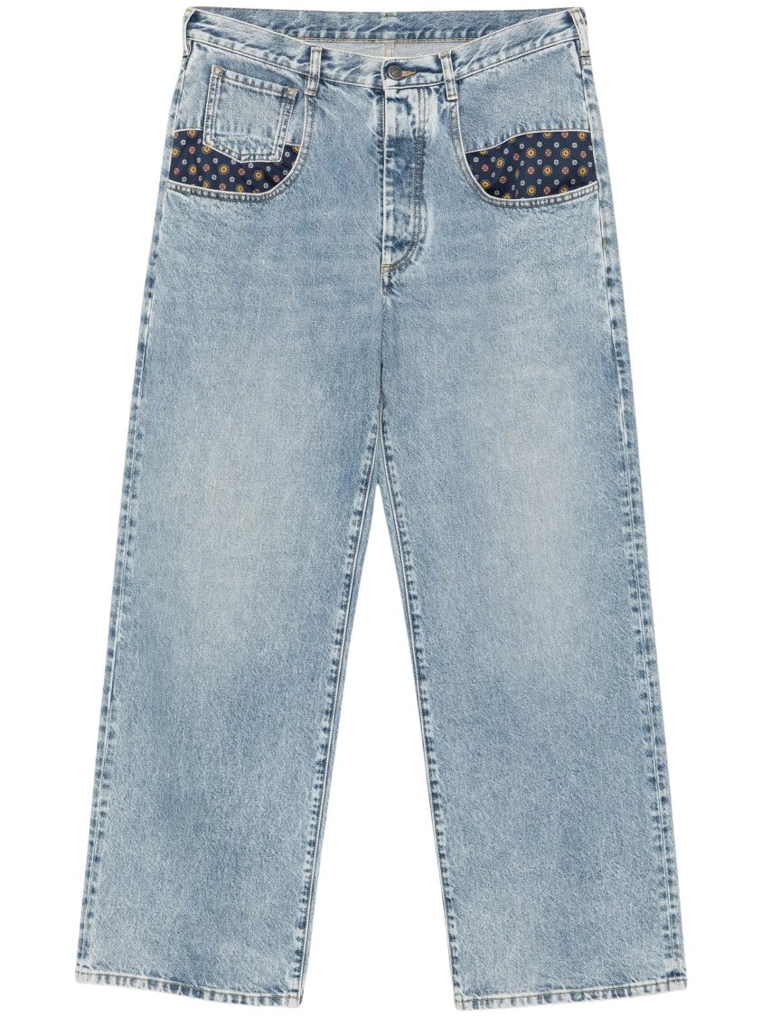Maison Margiela Light Blue Stitch Denim Wide-Leg Jeans