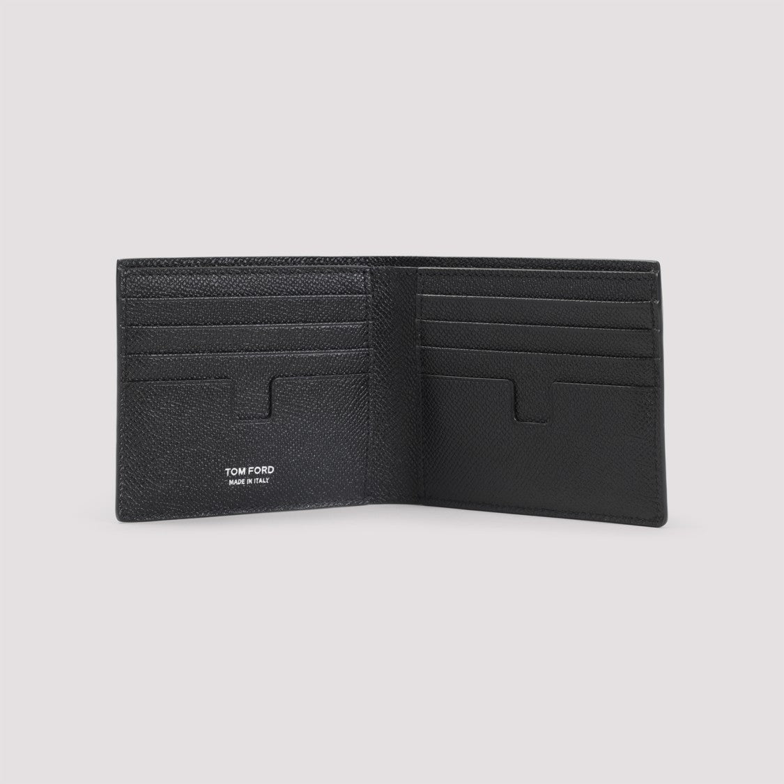 Tom Ford Textured Black Bifold Wallet With Silver-Tone Logo