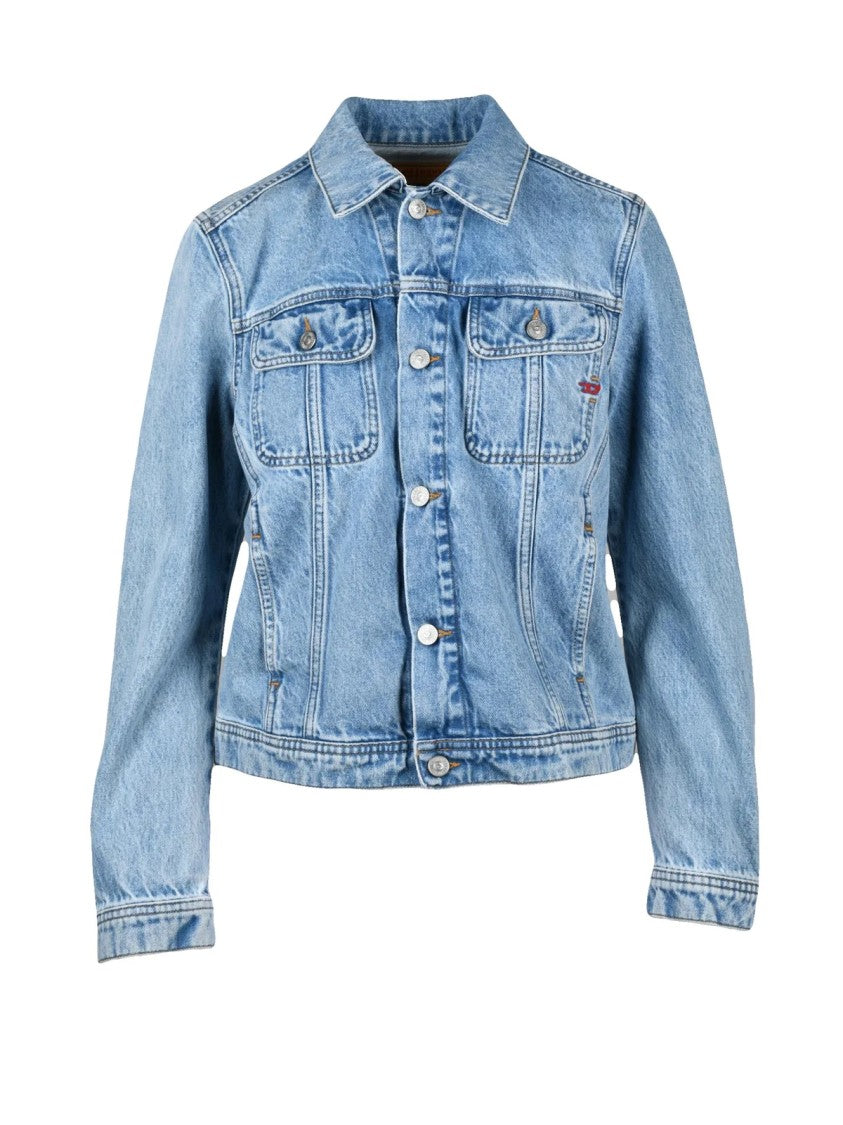 Diesel Light Blue Button-Up Denim Jacket With Flap Pockets
