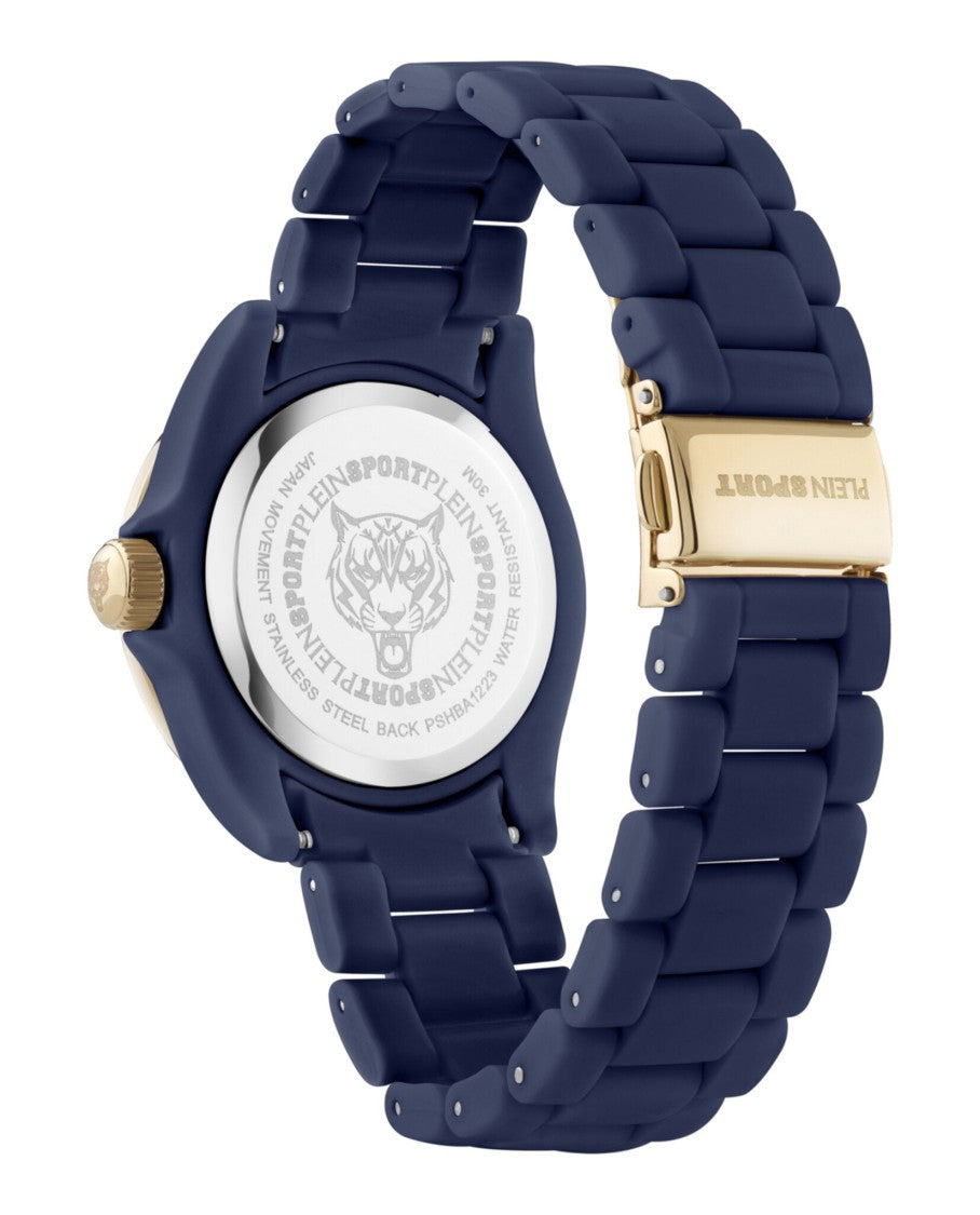 Plein Sport 38Mm Blue Polycarbonate Scratch Bracelet Watch