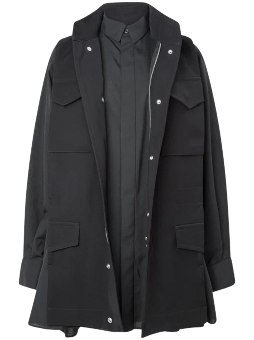 Sacai Suiting X Crepe Back Satin Flap Pockets Shirt