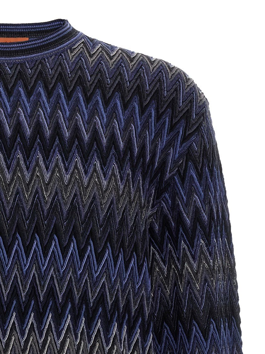 Missoni Zigzag Pattern Wool Sweater With Crew Neck