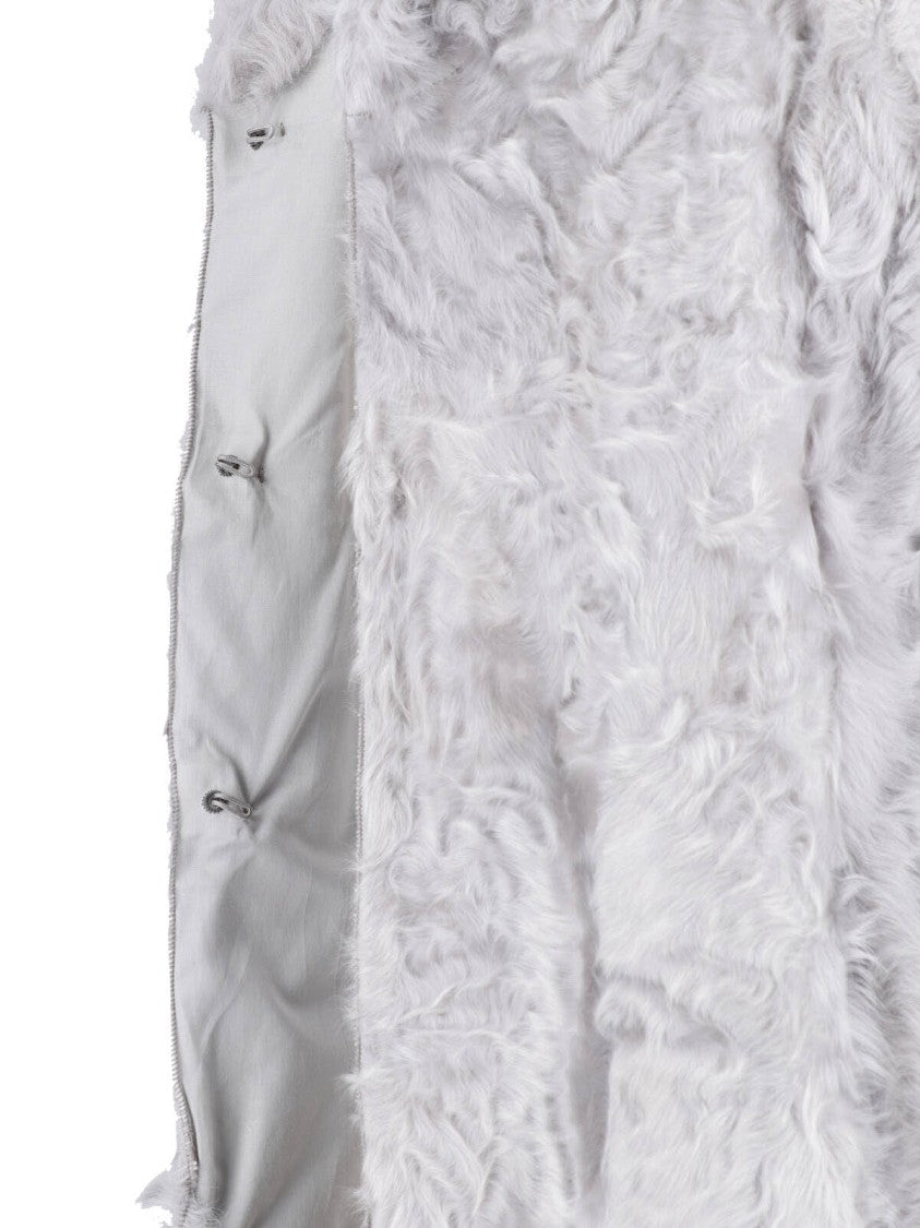 Marni Light Blue Classic Lapel Textured Shearling Coat