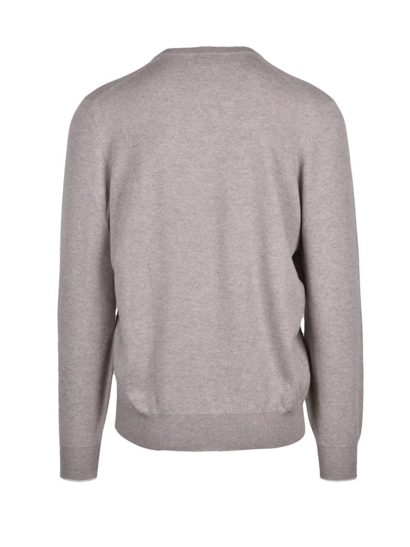 Brunello Cucinelli Cashmere V-Neck Sweater With Ribbed Details