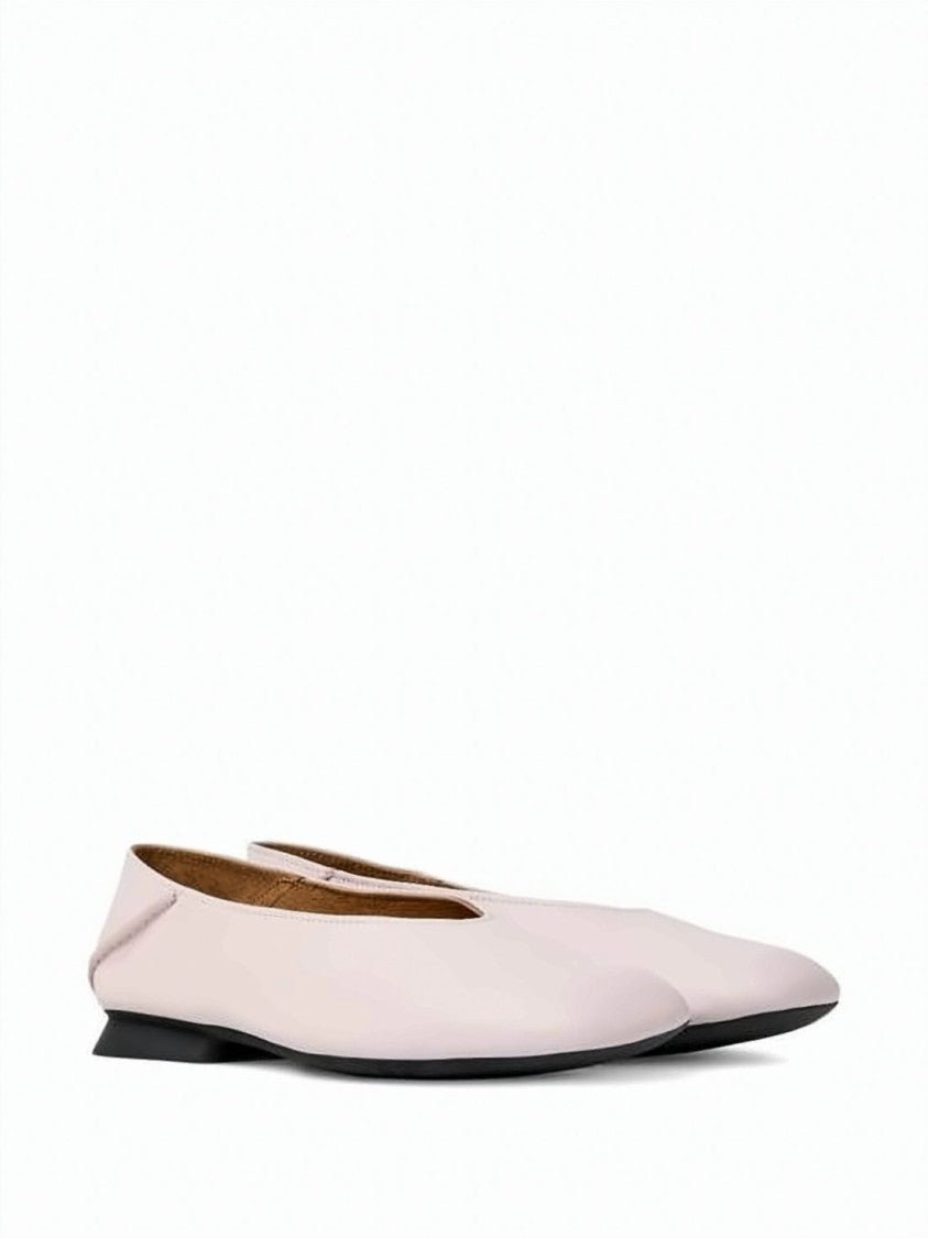 Camper Pink Minimalist Calf Leather Flats With Subtle Heel
