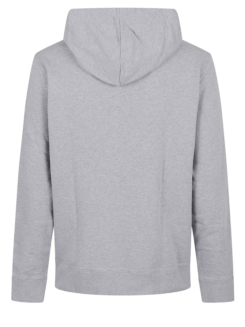 Maison Kitsuné Hooded Grey Cotton Sweatshirt With Embroidered Logo