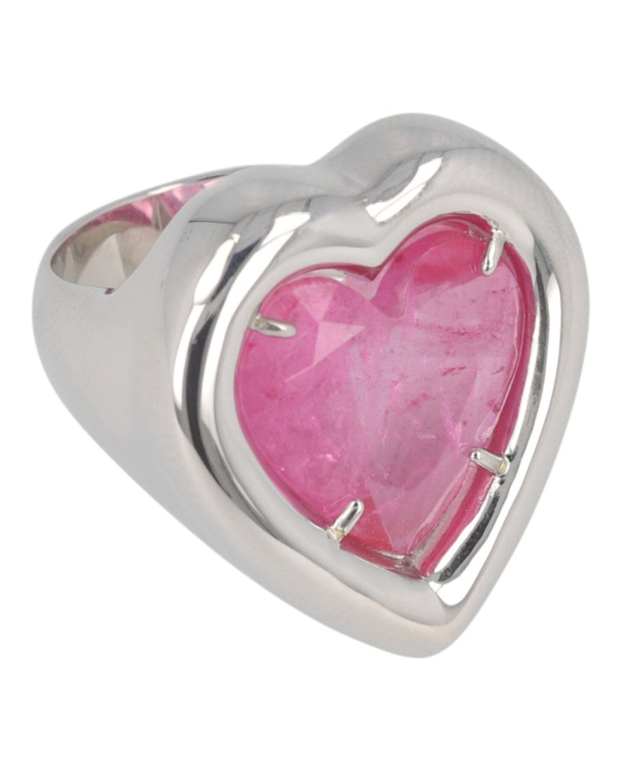 Ambush Heart-Shaped Ring With Polished Silver Hardware