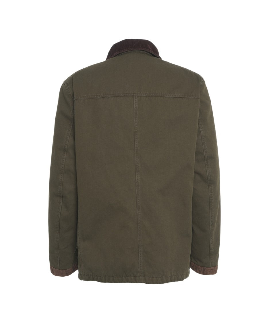 Fay Robust Green Parka With Corduroy Collar