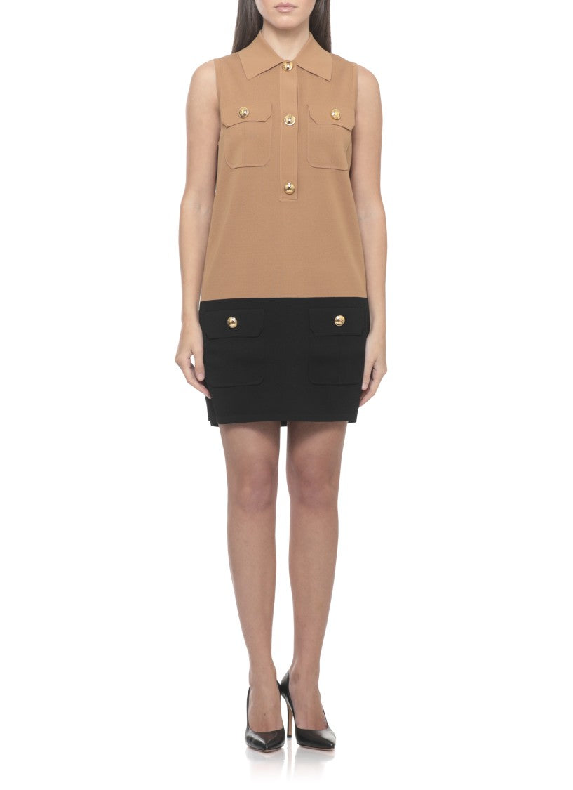 Elisabetta Franchi Viscose Mini Dress With V Neckline And Flap Pockets