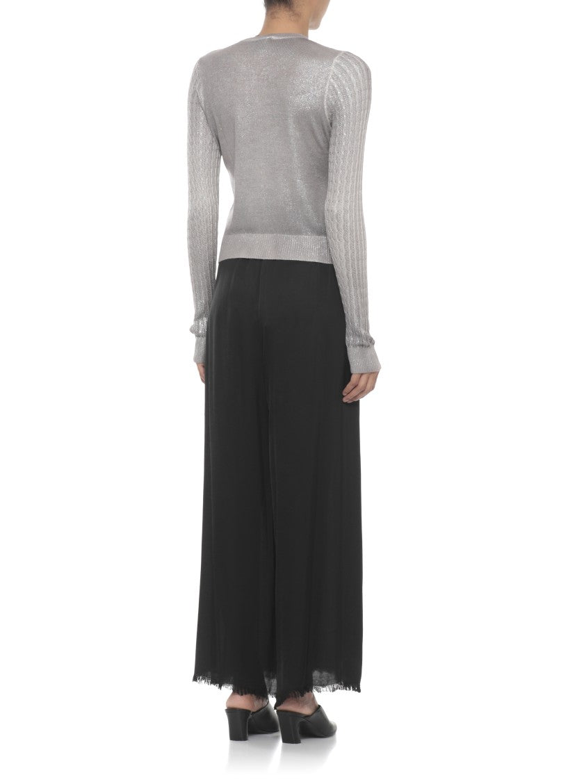 Avant Toi Silver Cotton Crewneck Cardigan