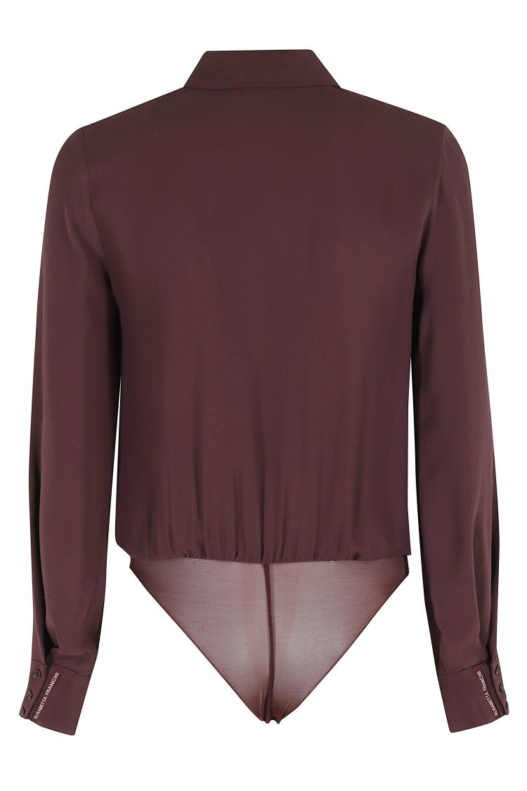 Elisabetta Franchi Draped Body Shirt In Deep Merlot