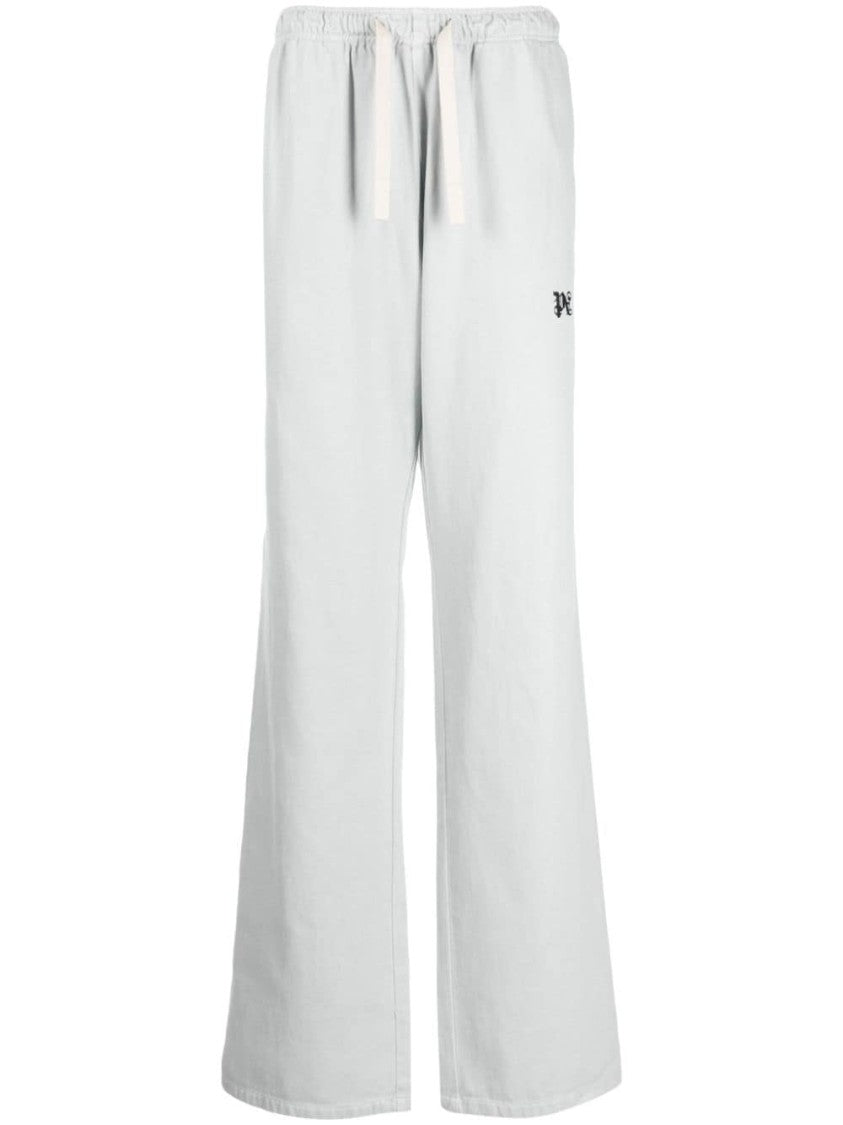 Palm Angels Light Grey Trousers With Logo