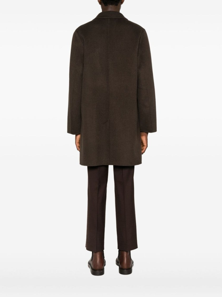 Amaranto Brown Tailored Coat With Notched Lapel