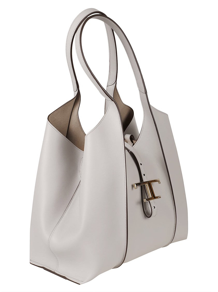 Tod's Soft-Structured Calfskin Tote Bag With Metallic Buckle