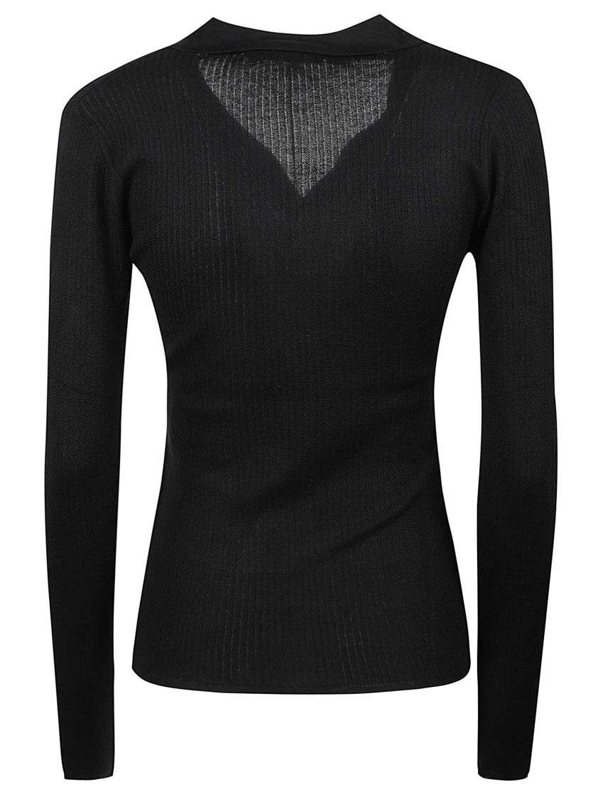 Max Mara Mxmgergo Ribbed Silk-Blend Polo Shirt