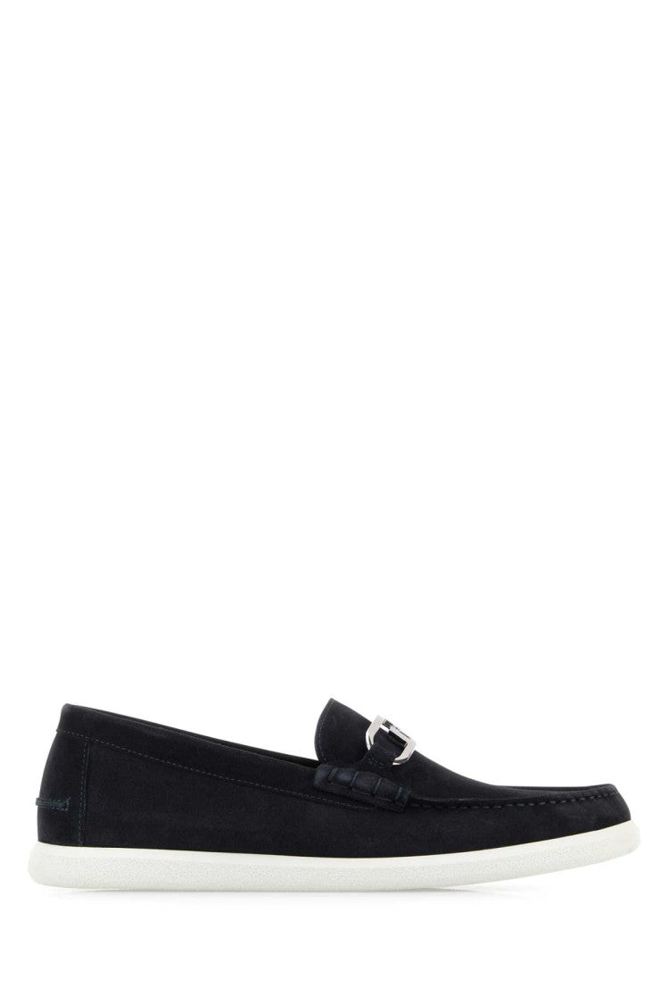 Fendi Midnight Blue Suede O Lock Light Loafers
