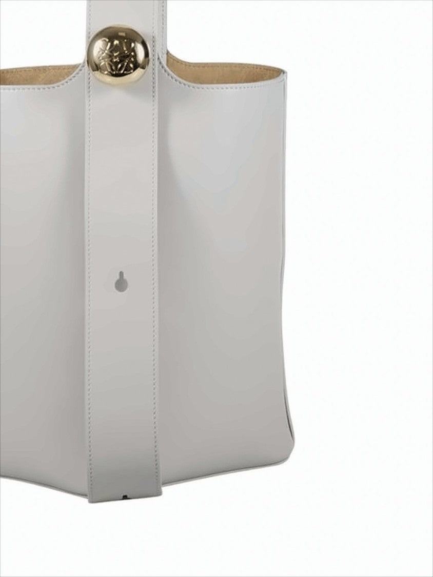 Loewe Structured Calf Leather Tote Bag With Gold-Tone Clasp